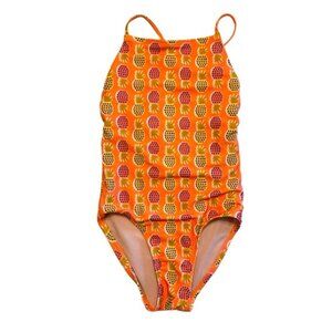 Tea Collection | Girl Orange & Pink Pineapple Print One Piece Swimsuit Size 6